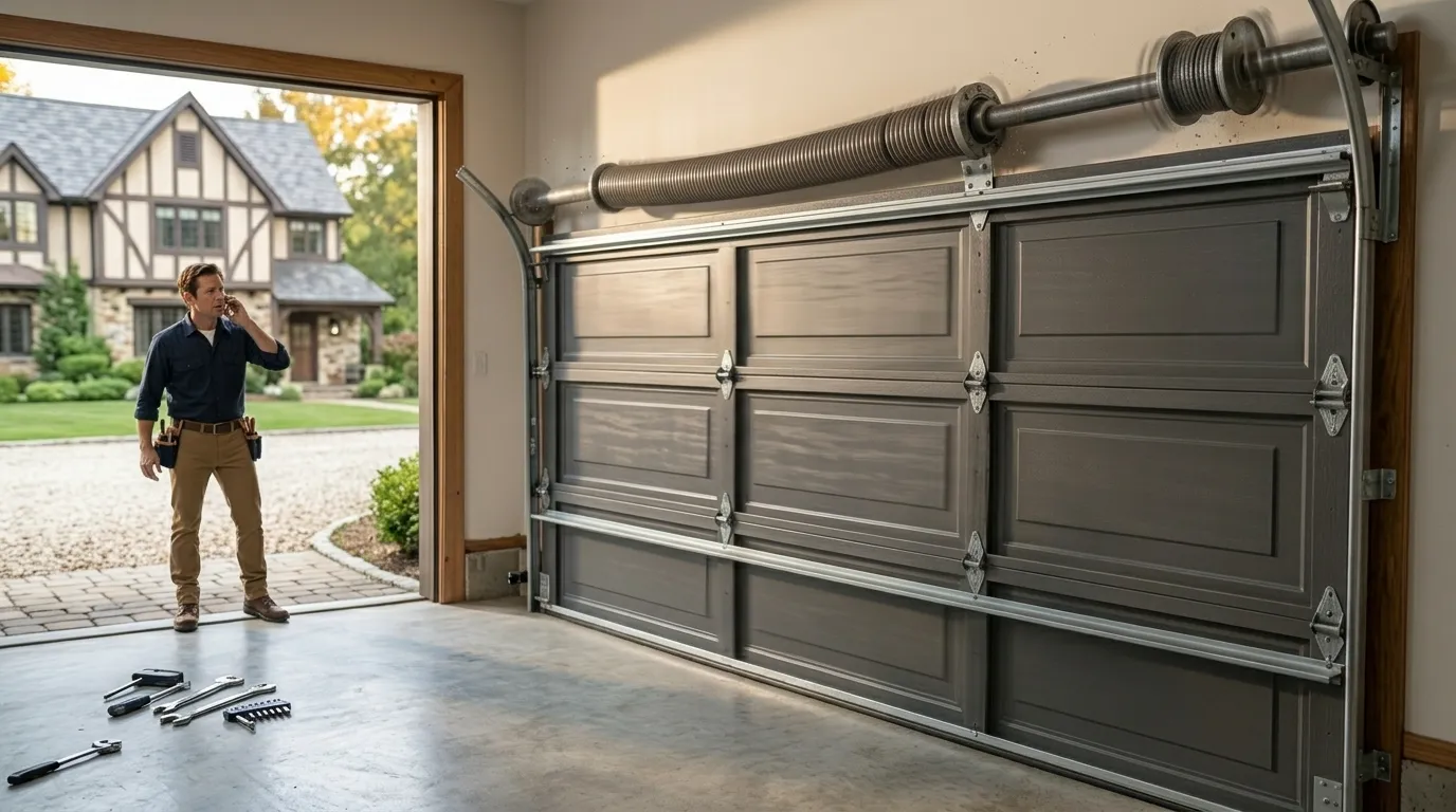 Garage door detail illustrating what that noise from your garage door is telling you