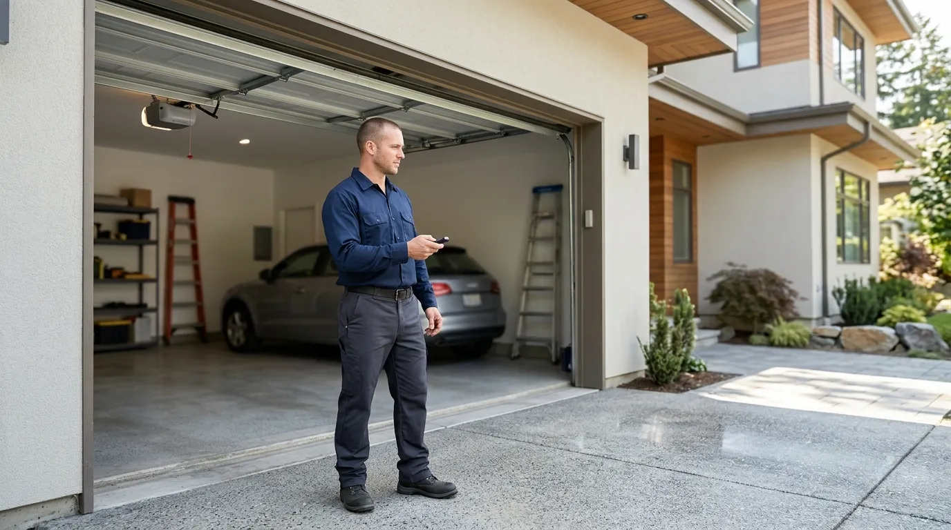 Garage door detail illustrating when winter knocks out power to your columbia garage door opener